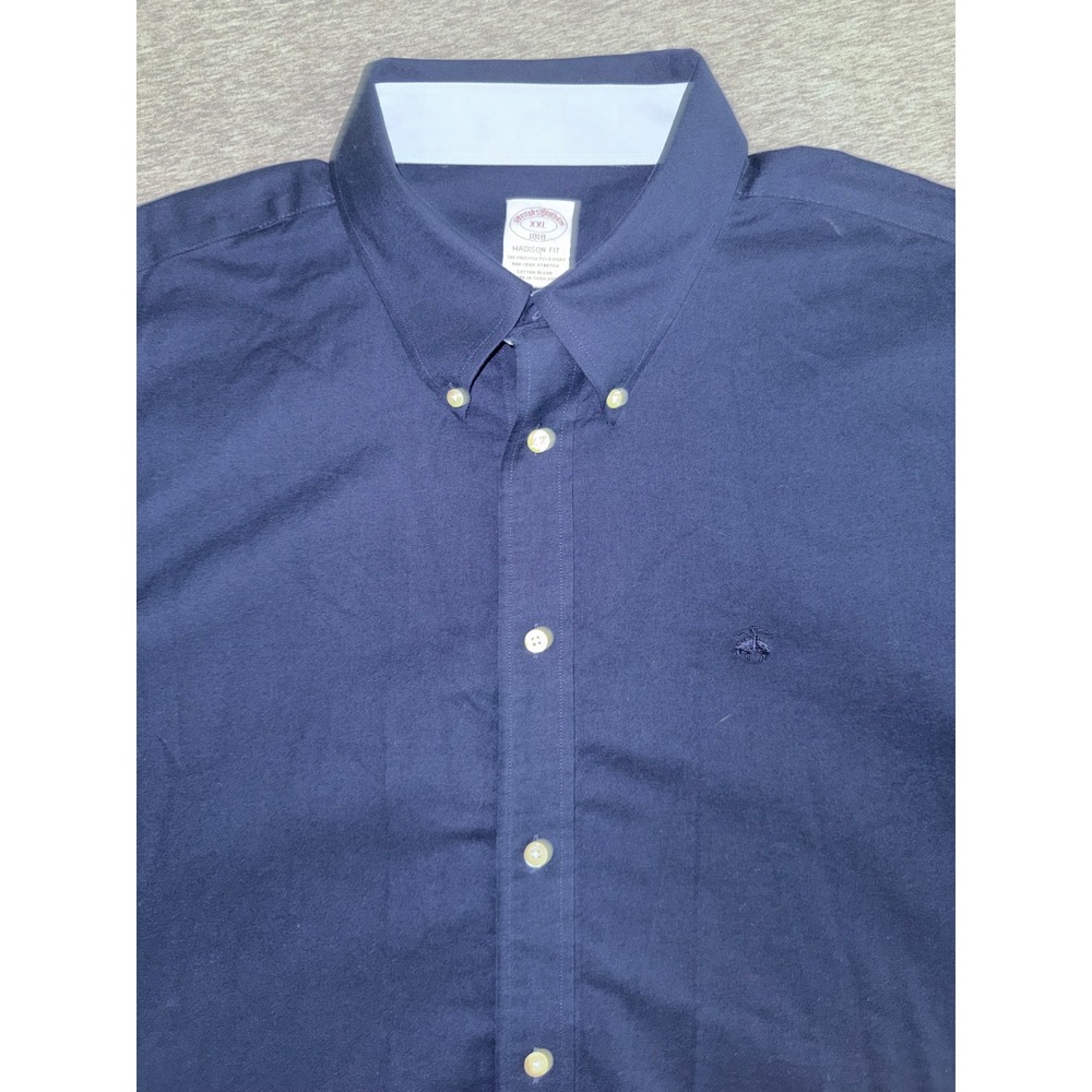 Brooks Brothers Mens Navy Blue Non-Iron Madison Fit Shirt Size XXL Thick Warm